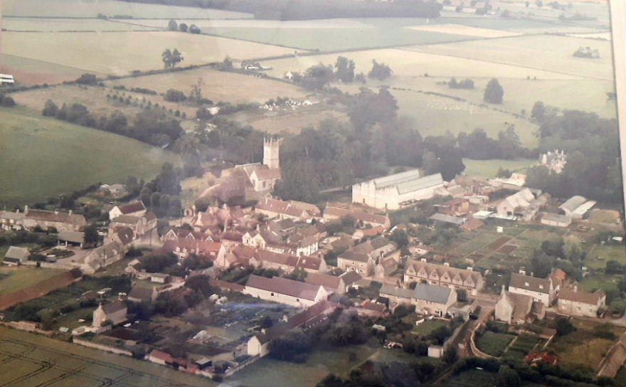 Aerial view of the south end of Kington St Michael in 1989